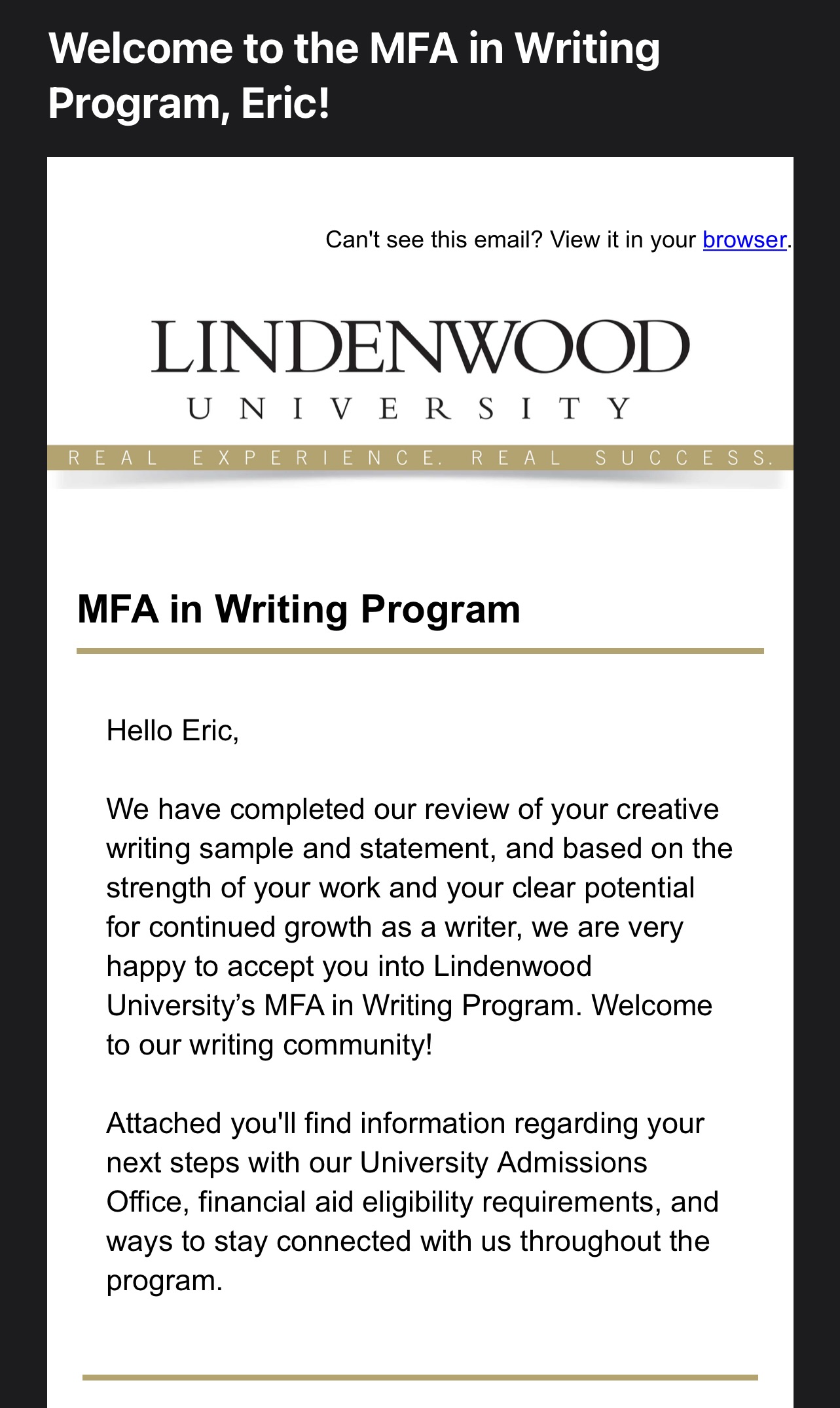 I Got Accepted Into An MFA Program for Creative Writing